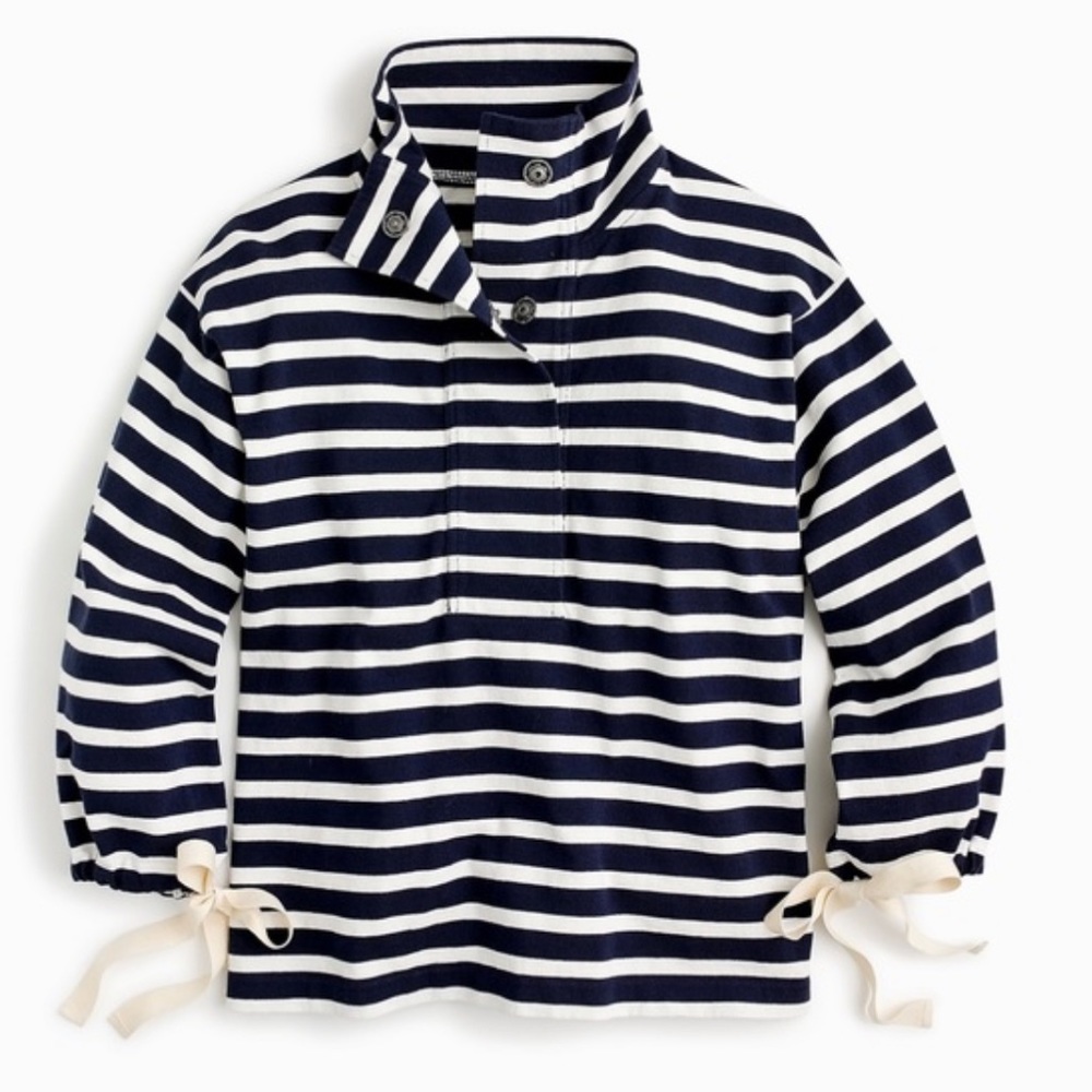 J. Crew Striped Snap-Neck Sweatshirt